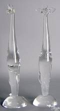 Pair of Steuben clear glass giraffes