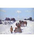 STEPAN FEDOROVICH KOLESNIKOFF RUSSIAN 18791955 HorseDrawn Carts in the Snow