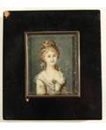 A PORTRAIT MINIATURE OF A WOMAN 18TH19TH CENTURY painted on ivory