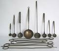 Eight wrought iron ladles early 19th c