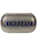 A SILVER AND CHAMPLEV ENAMEL TROMPE LOEIL CIGAR CASE ST PETERSBURG LAST QUARTER OF THE 19TH C