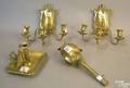 Pair of 3arm brass wall sconces
