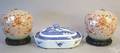 Pair of export porcelain covered ginger jars on stands