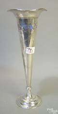 Sterling silver trumpet form vase early 20th c