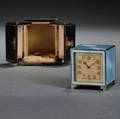 Swiss Silver and Enamel Travel Clock