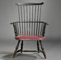 Painted Windsor Fanback Upholstered Armchair