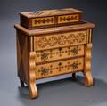 Miniature Empire Maple Inlaid and Pierced Veneer Decorated Chest of Drawers