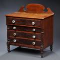 Miniature Classical Birch and Cherry and Mahogany Veneer Chest of Drawers