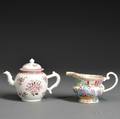 Chinese Export Porcelain Famille Rose Teapot and Rose Mandarin Creamer