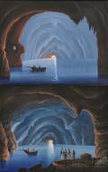 AmericanItalian School 19th Century Two Works Depicting the Grotta Azzurra Blue Grotto