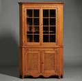 Federal Inlaid and Glazed Walnut Corner Cupboard