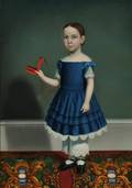 Attributed to William Thompson Bartoll Marblehead Massachusetts 18171859 Portrait of a Child Wearing a Blue Dress Holding a Tinwa