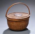 Deep Round Swinghandled Covered Nantucket Basket