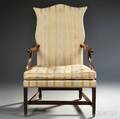 Federal Carved Mahogany Upholstered Lolling Chair