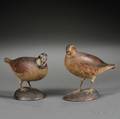 Two White Gate Studio Miniature Quail Ornamental Figures