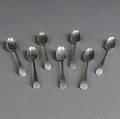 Seven Brightcut Coin Silver Teaspoons