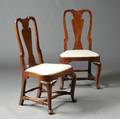 Pair of Queen Anne Maple Compass Seat Side Chairs