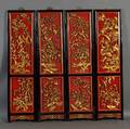 Set of Four Gilt and Painted Wood Panels