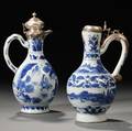Two Silvermounted Blue and White Jugs