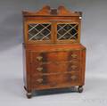 Federalstyle Mahogany Veneer Glazed Ladys Desk and Bookcase