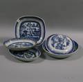 Five Blue and White Canton Porcelain Items