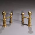 Pair of Classical Brass Belted Balltop Andirons