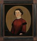 PriorHamblen School 19th Century Portrait of a Young Woman Wearing a Red Dress