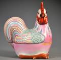 Famille Rose Roosterform Covered Vessel