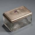 Enameled Sterling Silver and Cut Glass Dresser Box