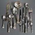 Assembled William IV to Elizabeth II Kings Pattern Sterling Silver Flatware Service