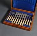 Victorian Boxed Ivory and Sterling Silver Fish Service