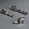 Three Continental Silver Miniature Carriageform Salts