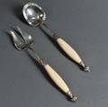 Pair of Tiffany  Co Sterling Silver and Ivory Salad Servers