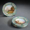Six Mintons Porcelain Handpainted Plates