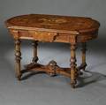 American Renaissance Revival Marquetry and Parcelgilt Center Table