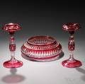 Three Pieces of Cranberry CuttoClear Glassware