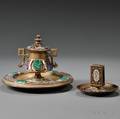 Two Enamel Decorated Bronze Table Items
