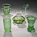 Five Pieces of Green CuttoClear Glassware