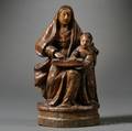 Spanish Colonial Carved Painted and Gilded Wood Figure of Madonna and Child