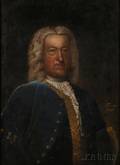 British School 18th Century Portrait of a Stately Gentleman in Blue