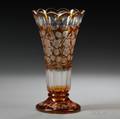 Bohemian Amber CuttoClear Vase