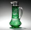 Sterling Silvermounted Green CuttoClear Glass Pitcher