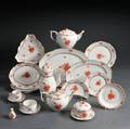 Herend Rust Chinese Bouquet Pattern Porcelain Dinner Service