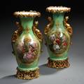 Pair of Giltbronzemounted Paris Porcelain Vases on Stands