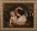 French School 18th Century Style Young Mother with an Infant Reaching for a Rose