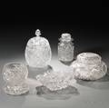 Five Colorless Cut Glass Items