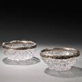 Two Gorham Sterling Silvermounted Colorless Cut Glass Bowls