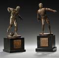 Continental School 20th Century Two Bronze Figures of Athletes