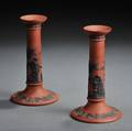 Pair of Wedgwood Rosso Antico Candlesticks