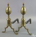 Pair of Philadelphia brass lemon top andirons ca 1815